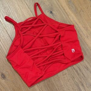 BuffBunny S Fiery Red Strappy Back Cropped Tank